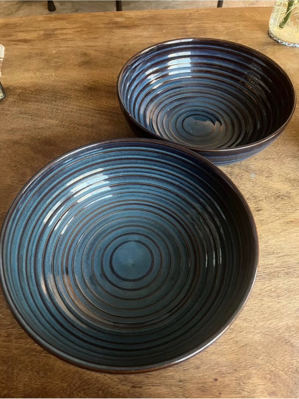 Pair of ceramic Sakura dishes